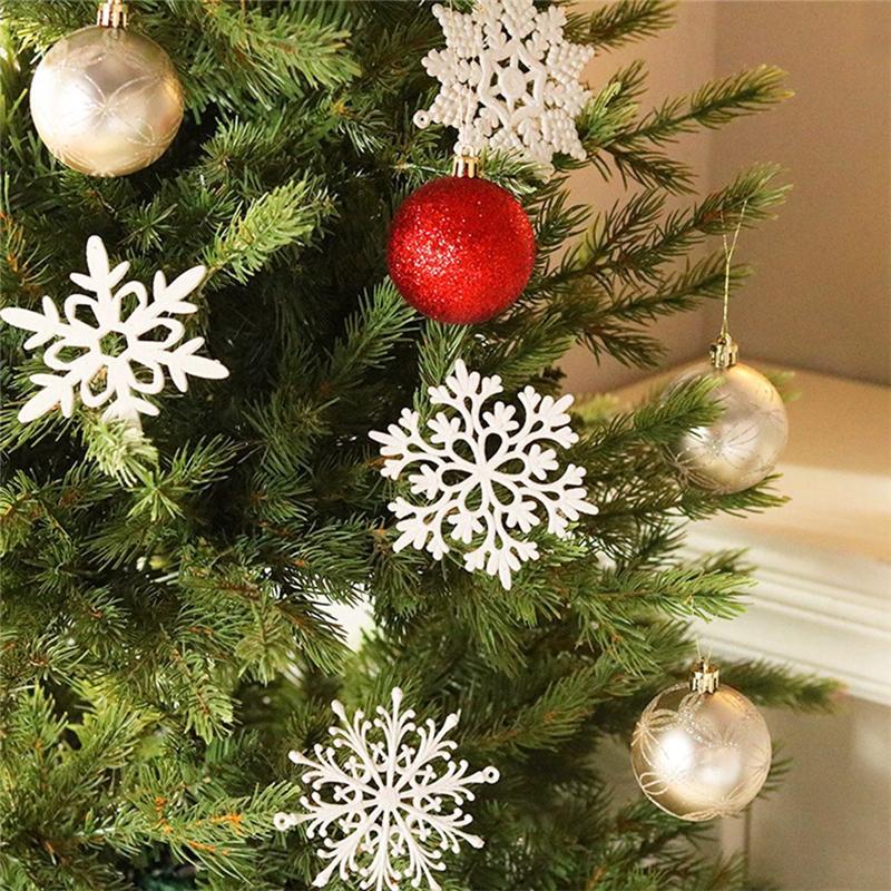 Packung mit 40 Glitzer-Schneeflocken-Weihnachtsdekorationen Weihnachtsbaum Hängedekoration Atmosphäre Charme Heimdekoration Geschenke