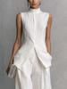 2026 European and American drape cotton and linen shirt solid color fashion temperament sleeveless trousers suit