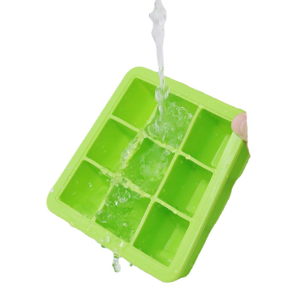 Tavă de gheață din silicon cu 9 grile cu capac - Cuburi de gheață și matriță pentru alimente pentru bebeluși