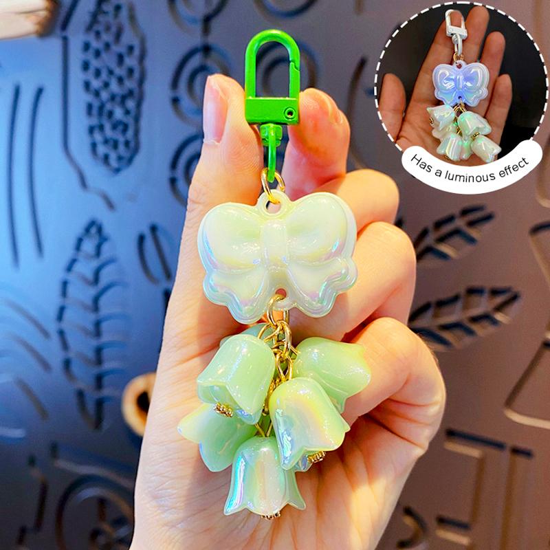 

1шт брелок для ключей акриловый материал стильный многофункциональный колокольчик цветок орхидеи светящийся брелок