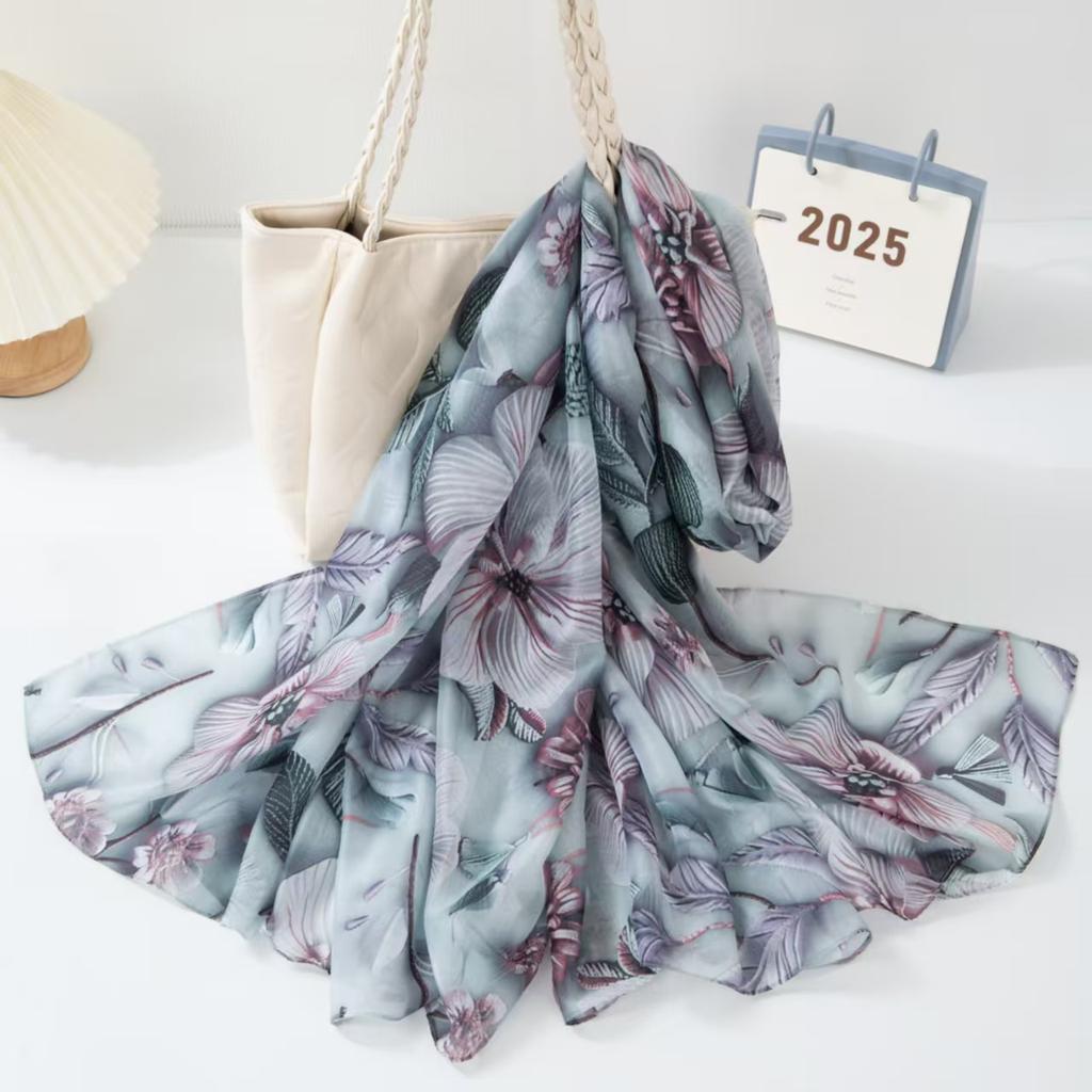 New Silk Scarf Female Fashion Beach Pashmina Bufanda Folral Women Shawl Wraps Bandana Ladies Scarves Large Foulard big Echarpe
