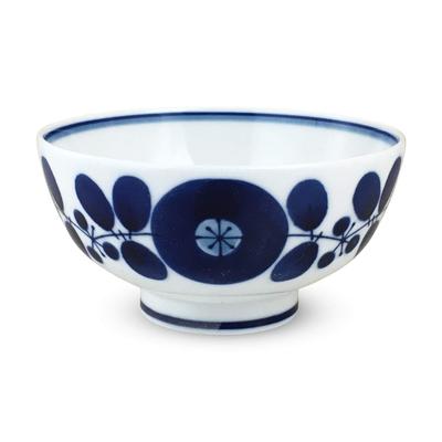 Hakusan Porcelain Tea Hasami Made In Japan Bowl, Large, Blue, Bloom, (approx.) 12×6cm, Ware,