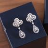 New Hot Brand Vintage Zircon Earrings Luxury Jewelry for Women Gift Designer Eardrop Pure 925 Sliver Lady Flower Clip Earrings