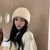 Korean-style slouchy hat for women, autumn and winter, plain thick woolen hat, large head circumference, makes the face look smaller, cold weather