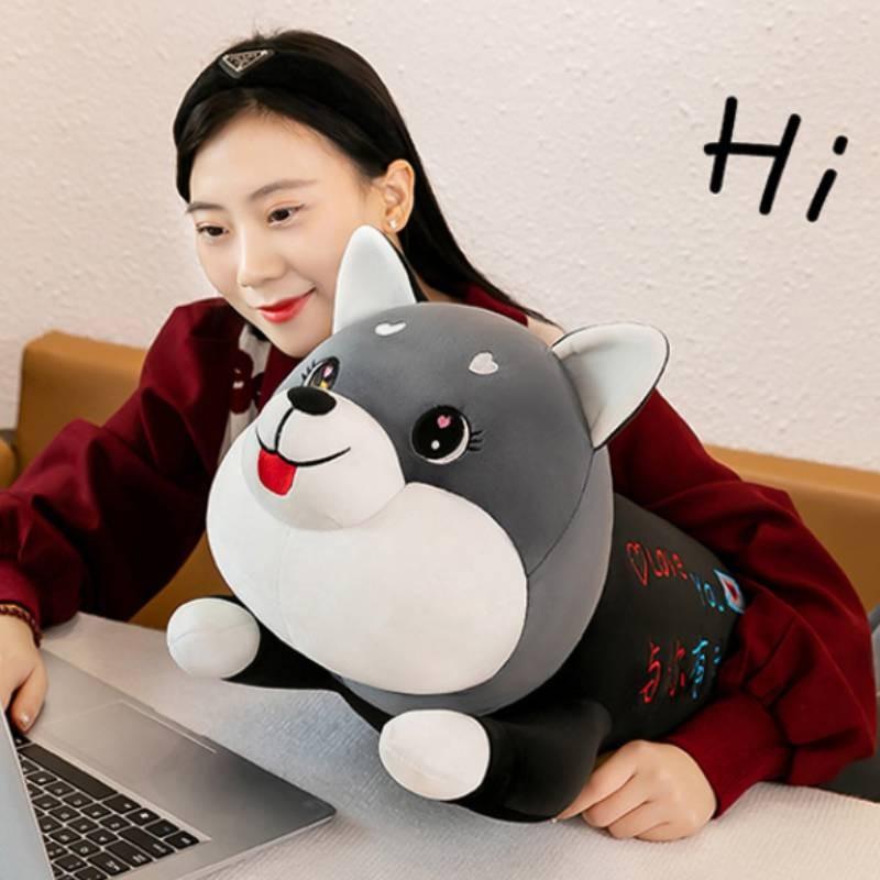 Adorable Husky Plush Toy Cuddly Soft Dog Pillow Perfect Gift For Girls And Kids