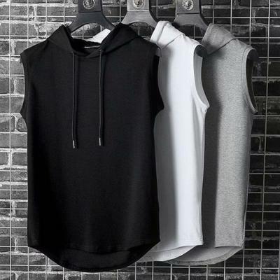 Ice Silk Summer Hoodie Vest Sleeveless Bodybuilding Gym Workout Fitness Shirt High Quality Vest Hip Hop Sweatshirt Tops