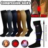 Solid Color Compression Socks Stretchy Leg Support Knee Sock Fashion Pain Relief  Women Men