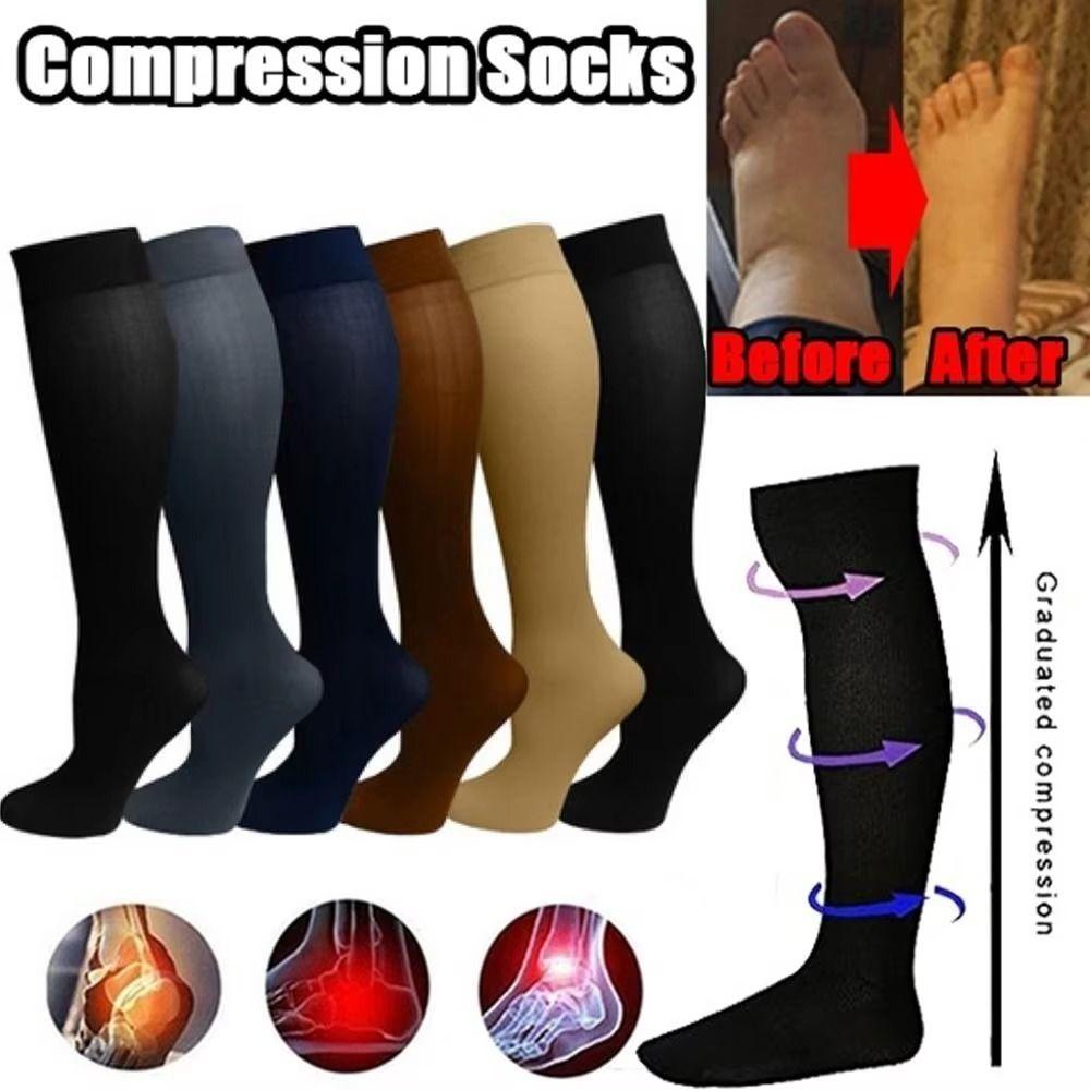 Solid Color Compression Socks Stretchy Leg Support Knee Sock Fashion Pain Relief  Women Men