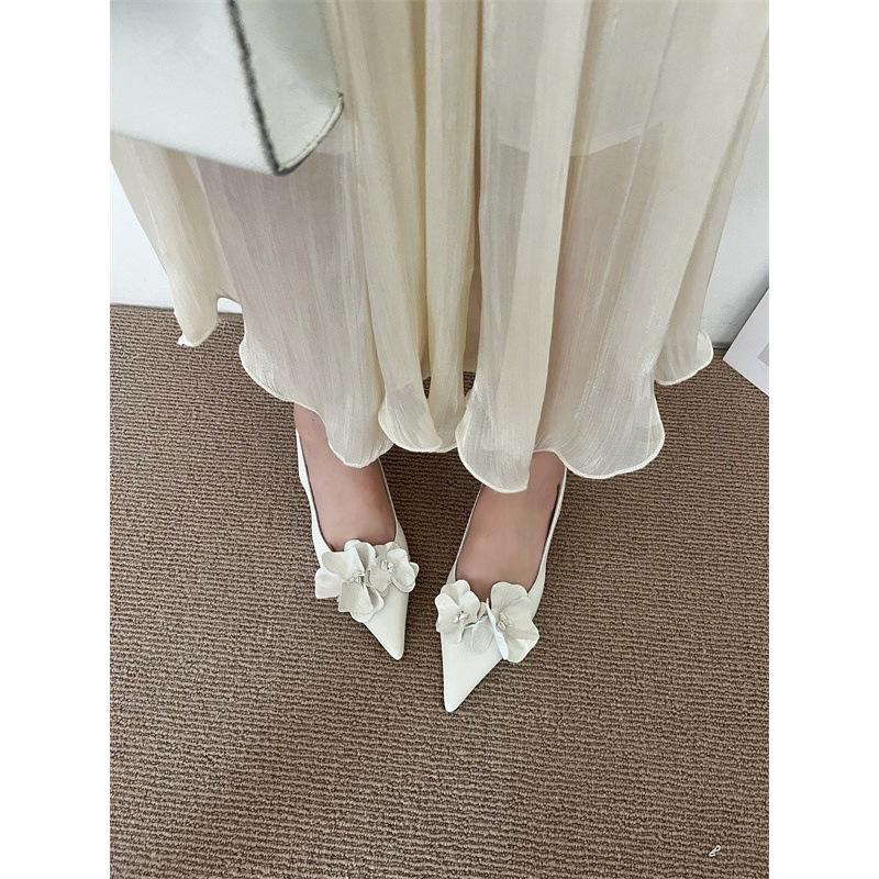 Fan'er heavy industry temperament small pointed head shallow mouth sandals empty flower design high heels women's summer