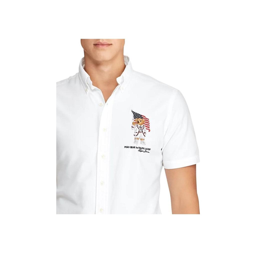 Polo Ralph Lauren SS25 Bear Logo Embroidered Single-Breasted Short Sleeve Shirt Men Shirts 710802632-001