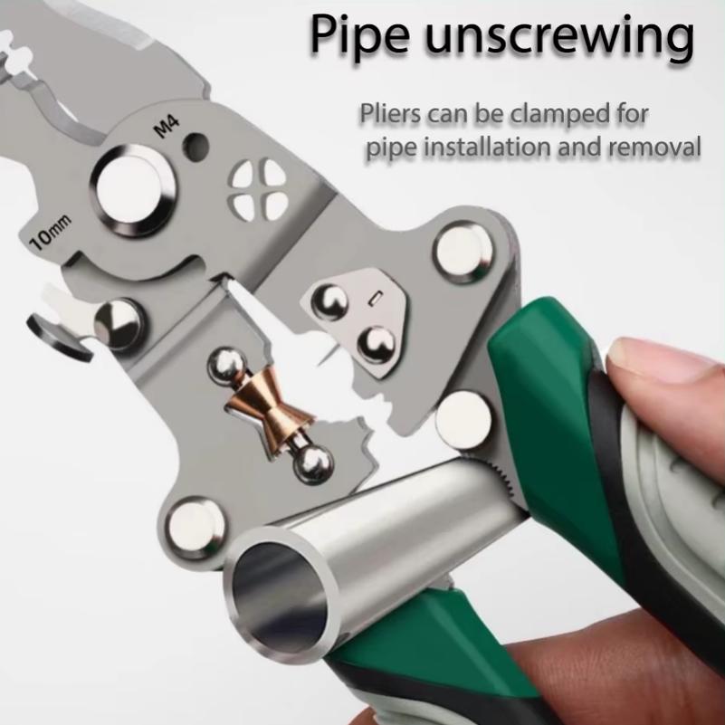 Foldable Wire Stripper, Pulley Design Multi-function Electrician Wire Splitter Wire Winding Pliers Crimping Pliers Hand Tool