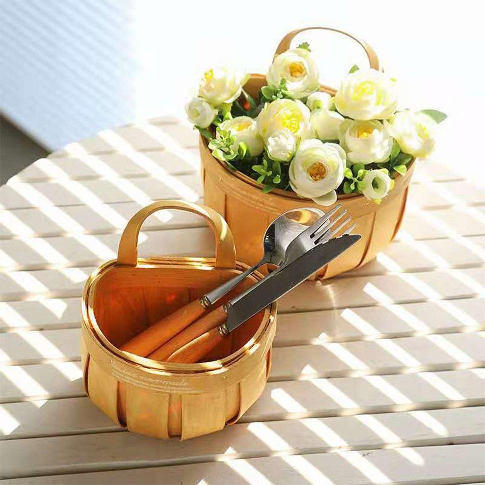 Wood Wood Hand-woven Baskets Home Decoration Wall Hanging Basket Creative Kitchen Storage Basket