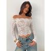 Women S Elegant Lace Long Sleeve Slim Fit Off Shoulder Top