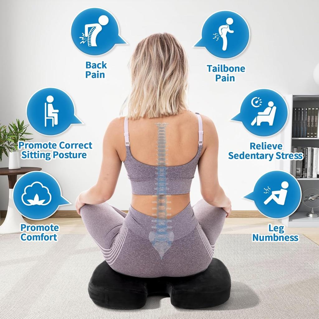 Car Seat Cushion, Memory Foam Cushion Non Slip for Wheelchair, Cars, Desk, Gaming & Office Chairs, Ergonomic Cushions Pad for Tailbone Pain Relief