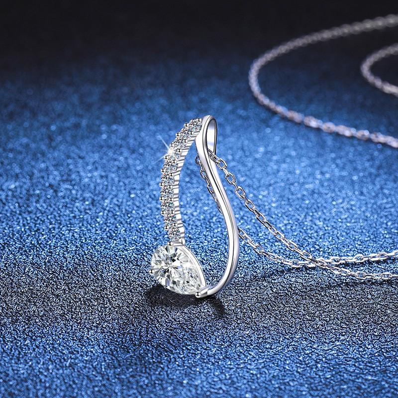 Pendant Necklace Women 1ct D Color Moissanite Irregular Waterdrop Shape Fashion Commute Style