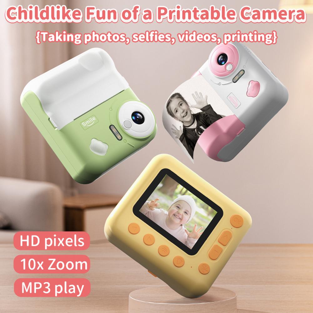 HD 1080P Kids Mini Instant Print Camera 2.4 IPS Screen Instant Photo Printing Camera Video Camera  for Girls Boys Aged 3-12