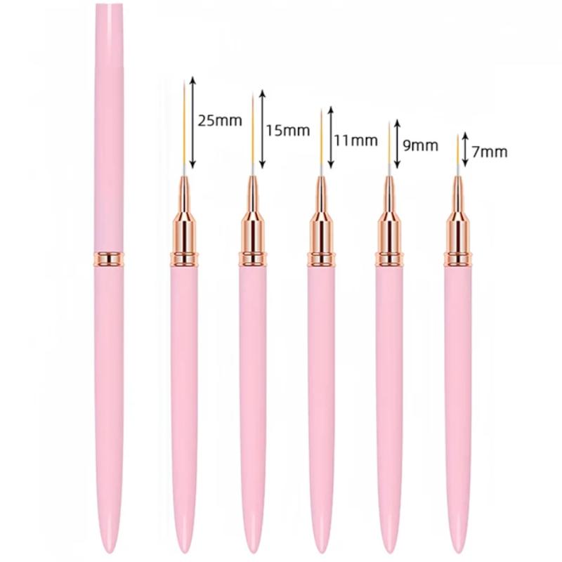 5-Piece Nail Art Liner Brush Set - Precision UV Gel Brushes for French Lines &Floral Painting, Professional Manicure Detail Tool