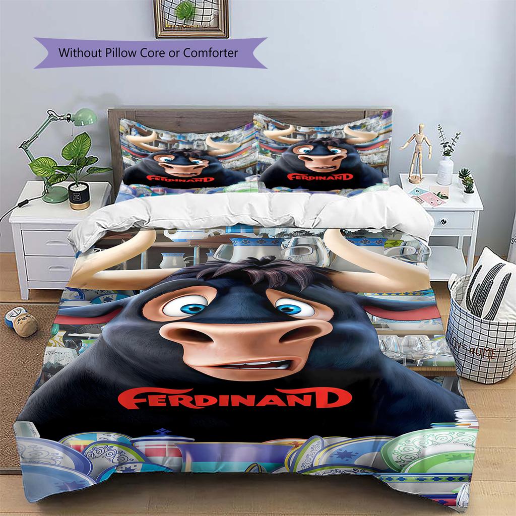 Ferdinand Pattern Bedding,Quilt Set Quilt Cover Pillowcase Home Birthday Gift (1 * duvet cover + 2 * pillowcase, without core)