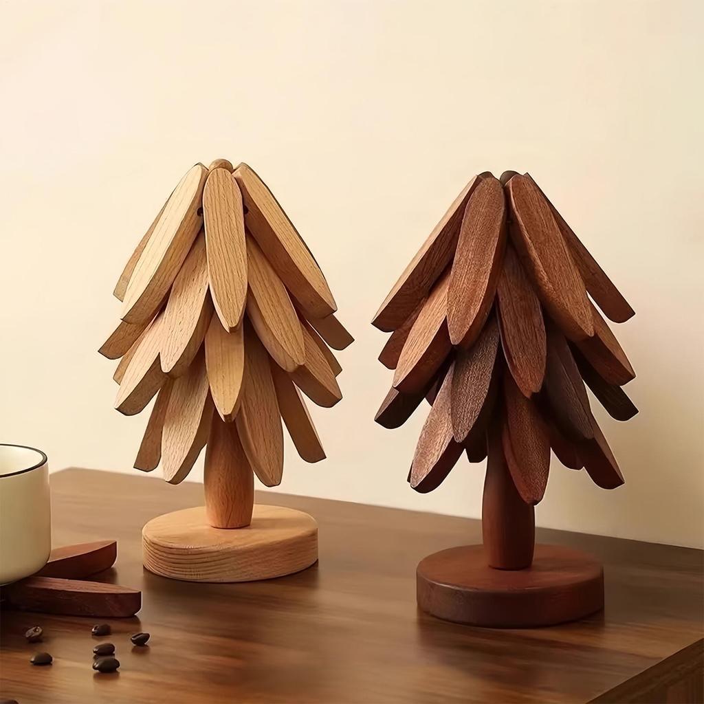 Tree Design Stand Wooden Trivets Decorative Anti Scald Heat Resistant Table Mat Coaster Wood Placemats Pot