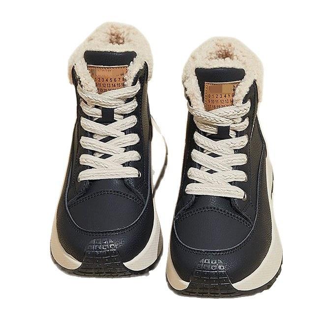 Fleece thickened snow boots for winter wear outside, non-slip, warm and cold-proof cotton shoes, high-top warm dad shoes