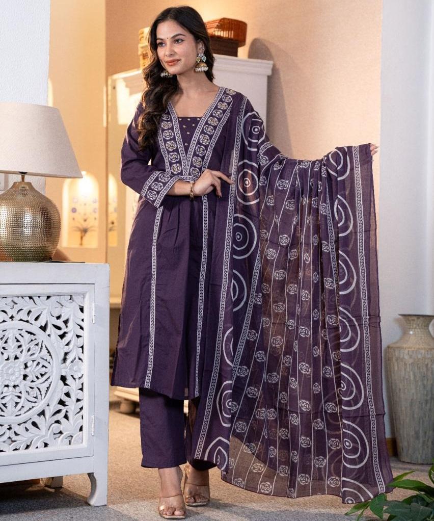 Indian Women Designer Cotton Kurta Pant Dupatta Set Bollywood Party Wear Top Tunic Kurti Salwar Suit