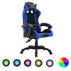 Day and Night - Day and Night Gaming Chair with RGB LED Lights Blue and Black Synthetic Leather