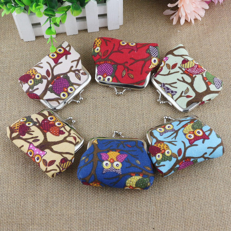 Cute Small Coin Purse Ladies Canvas Owl Cartoon Children's Coin Bag Small Purse