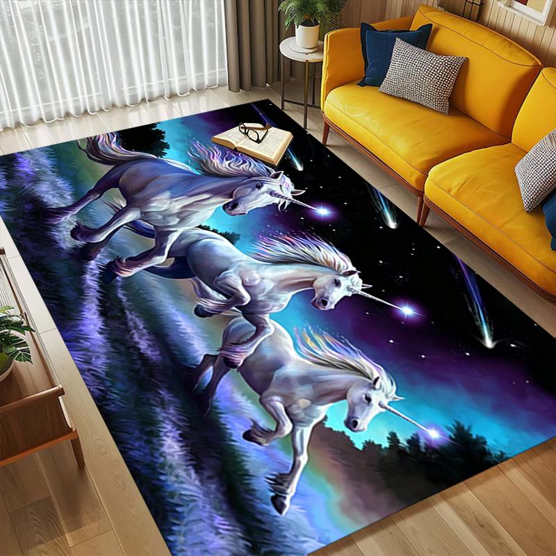 Unicorn Night Living Room Nonslip Area Rug Soft Carpet For Bedroom Game Playroom Sofa Office Home Decor Doormat Christmas Gift