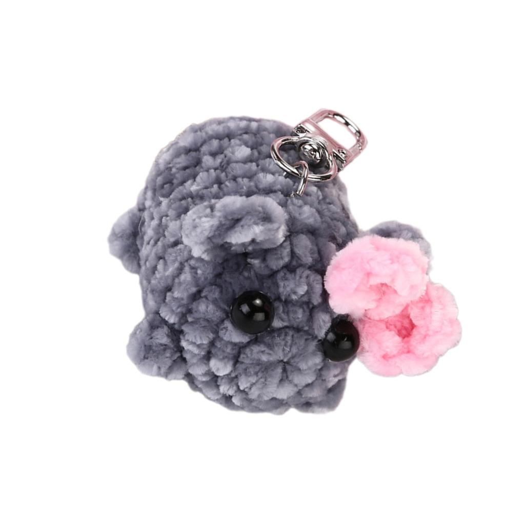 Lovely Squeaky Hamster Keychain with Violin Sound Sturdy Handknittes Plush Toy Charm for Bag and Car Decoration