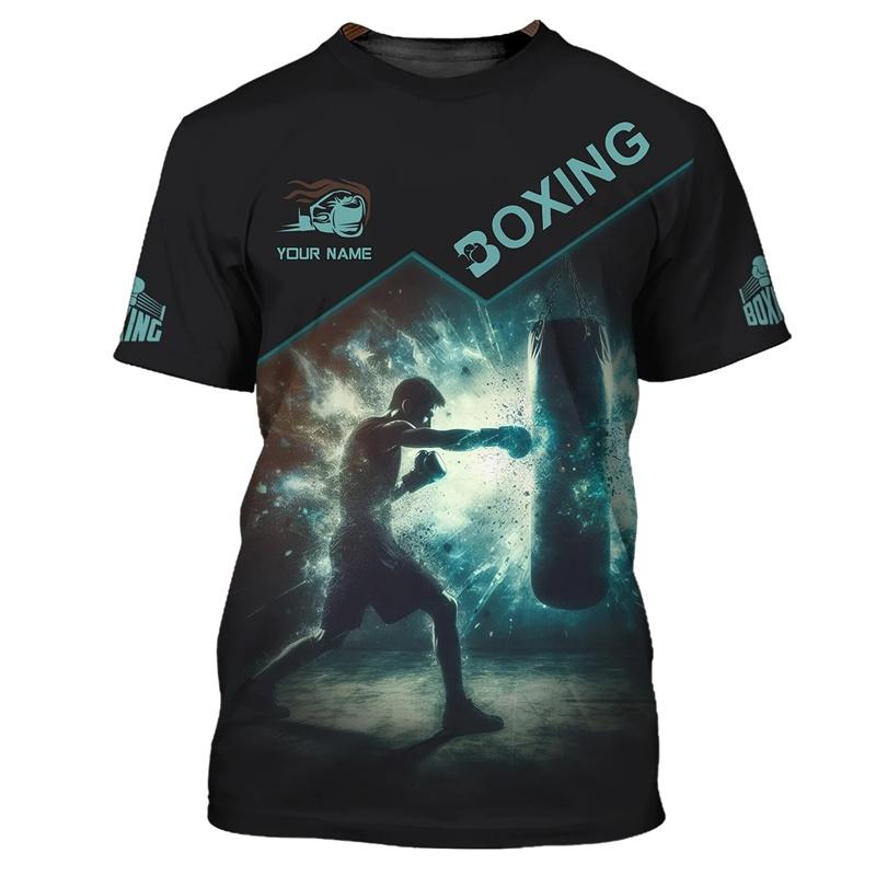 

Boxer Uniform Pattern T Shirt For Men Customized Name 3D Printed Short Sleeve Tops Summer Casual Round Neck Loose Tee Shirts XXS