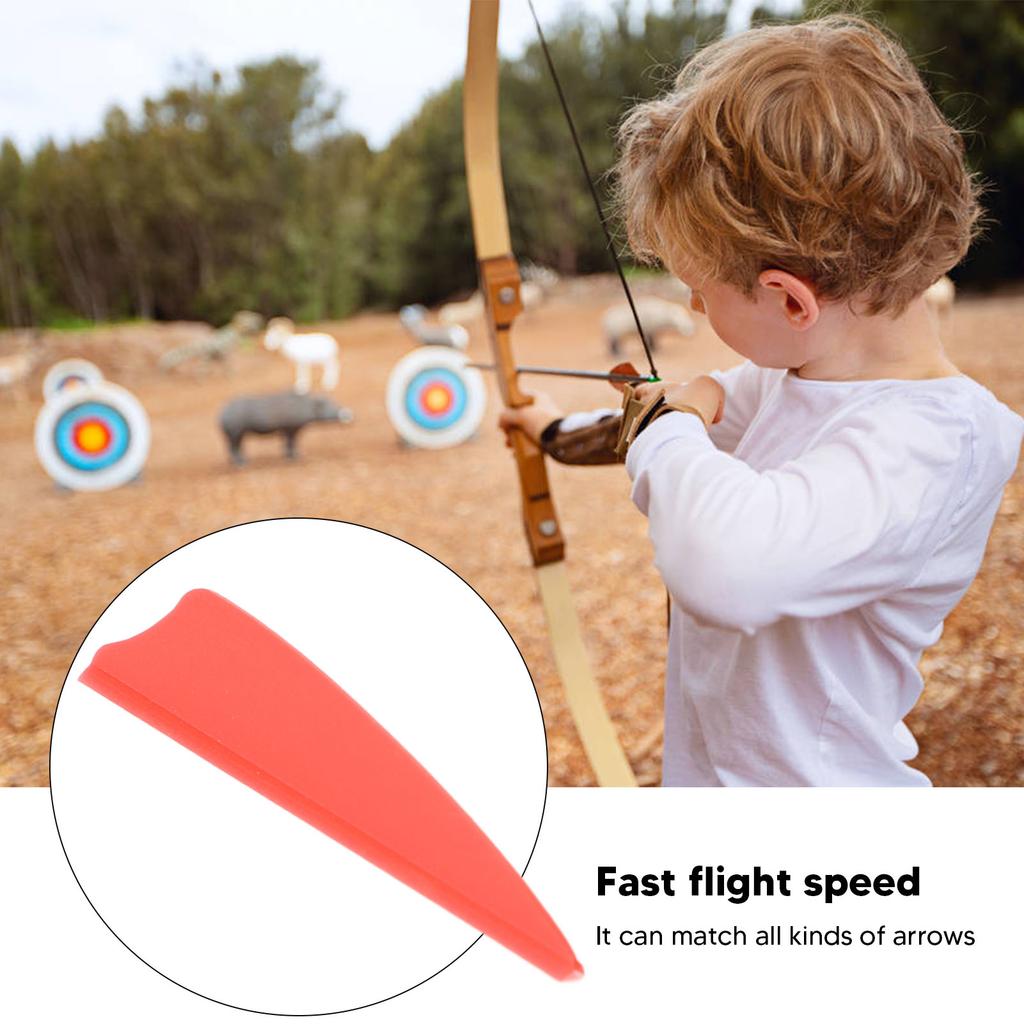 50 Pcs Feather Fletching Light Weight Shield Arrow Fletches DIY Arrow Feathers Fletches for Outdoors Archery Red