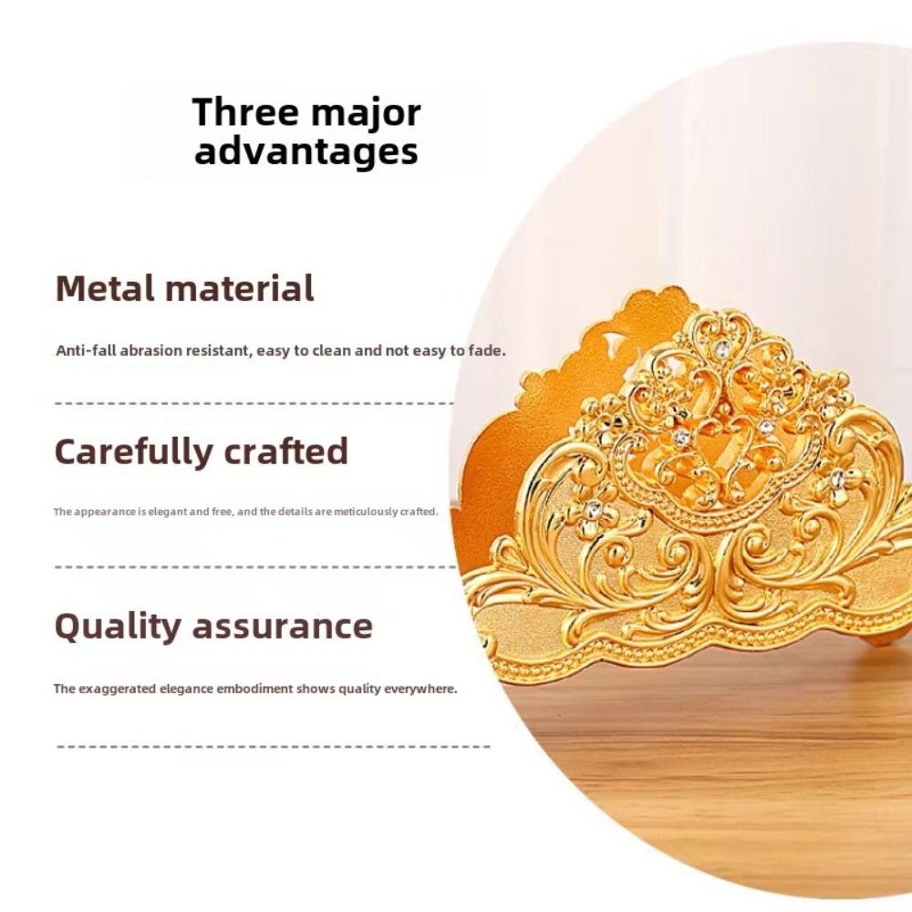 European Style Metal Paper Dispenser Desktop Ornament Gold Tissue Box Napkin Holder  Coffee Shop