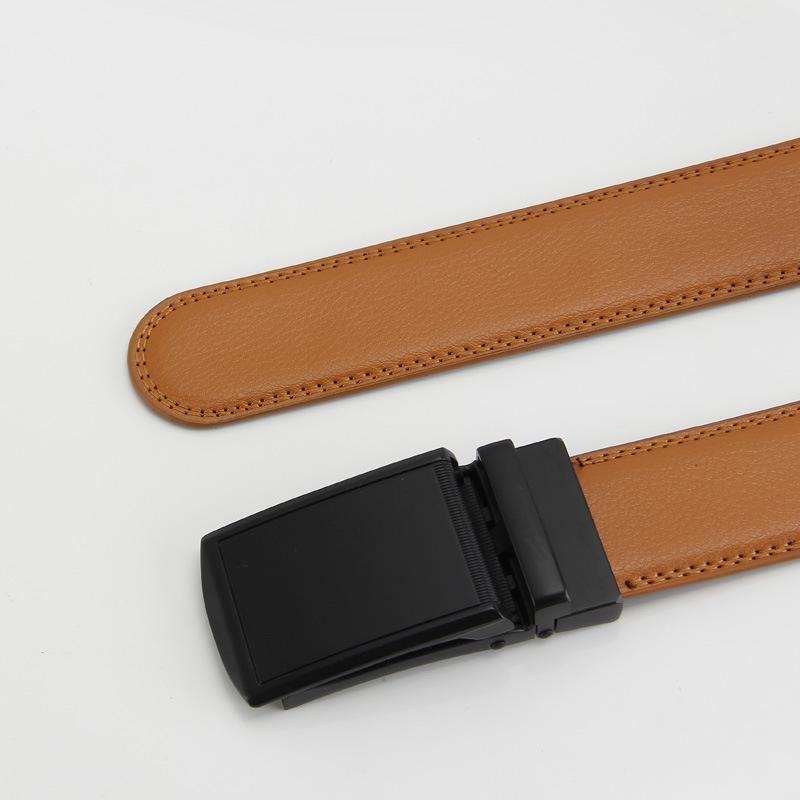 

Ремень с обратной пряжкой Автоматическая пряжка Двухслойный ремень из коровьей кожи Мужской повседневный ремень 110-130cm