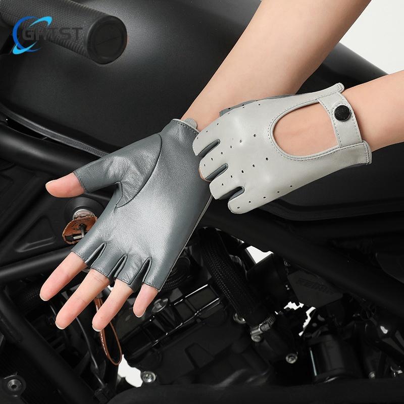 Sale Sheepskin punk show Women GlovesLeather half-finger Simple Winter Warm Comfortable Girl Gloves Trendy Female Glove