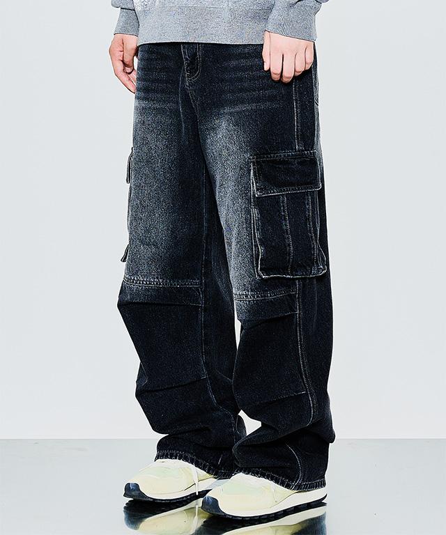Eonoideu Parachute Cargo Wide Denim Pants Lq5Du538_Black