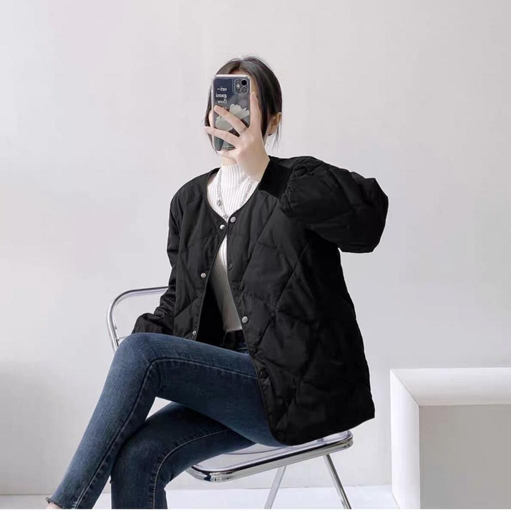 Autumn and Winter Short Hong Kong Style Diamond-Quilted Lightweight Down Cotton Coat Women's Loose Padded Jacket