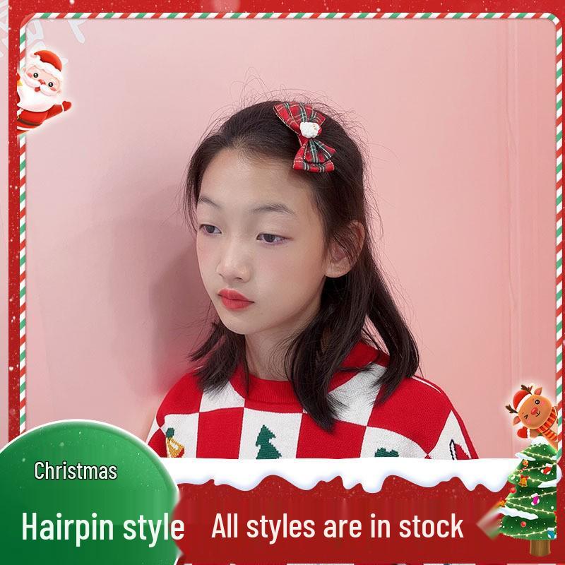 Girls' Cute Christmas Bow Hair Clips - Dress-up Side Clips and Bangs Accessories