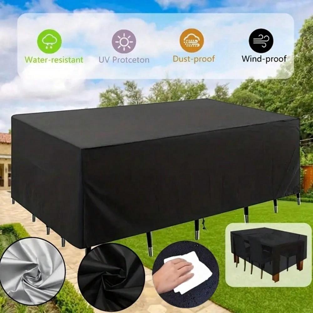 Rectangular Patio Heavy Duty Table Cover -  Tough Canvas Waterproof Outdoor Dining Table and Chairs General Purpose Furniture Co