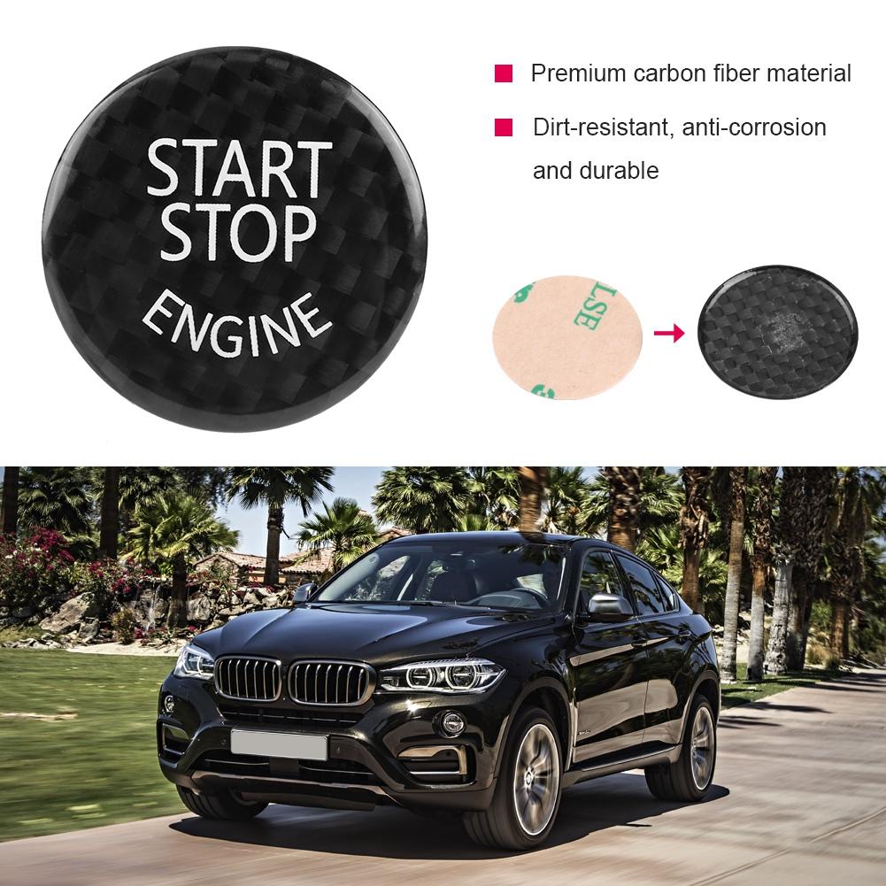Black Carbon Fiber Car Engine Start Stop Button Switch Cover For BMW 1 7 Series X1 X3 X6