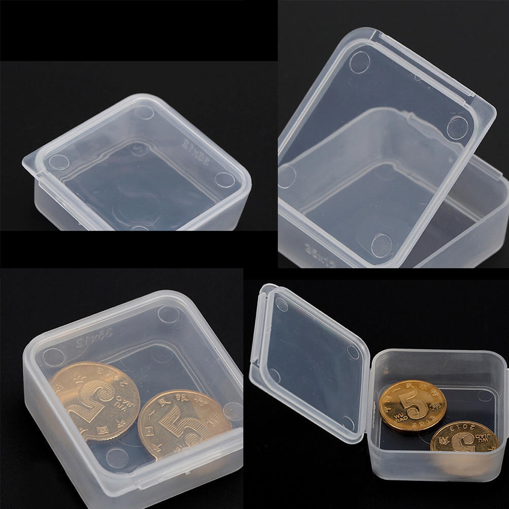 5Pcs Small Transparent Plastic Storage Box Clear Square Multipurpose Display Box