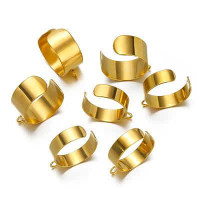 10pcs Stainless Steel Gold Adjustable Open Rings for Jewelry Making with Jump Ring Settings DIY Hip-hop Accessories Supplies