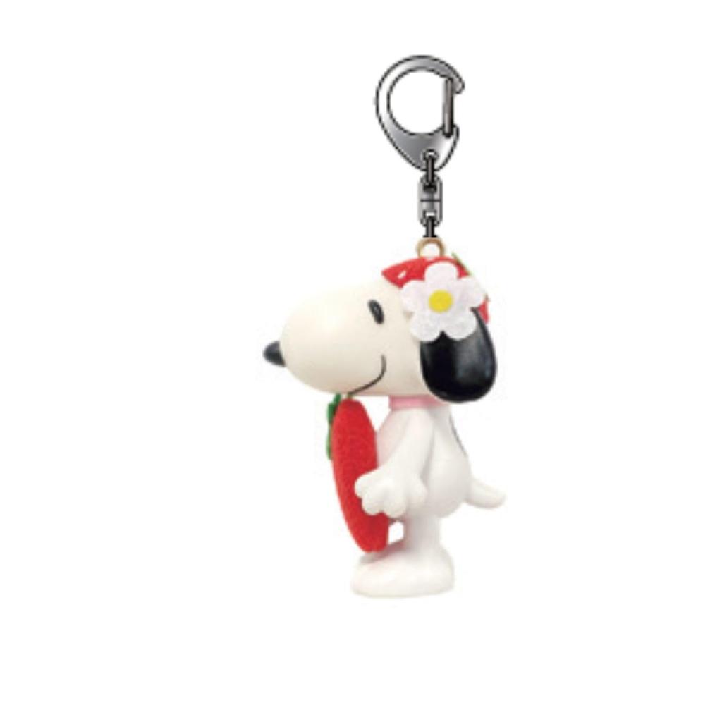 Ushikubo Kogei Snoopy Costume Keychain, Strawberry Flower, Approx. 60mm H x 33mm W x 42mm H (SN-404)