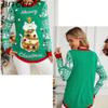 BITCED Autumn/Winter Jacquard Pullover Christmas Sweater with Cartoon Kitten Embroidery Red Knitwear