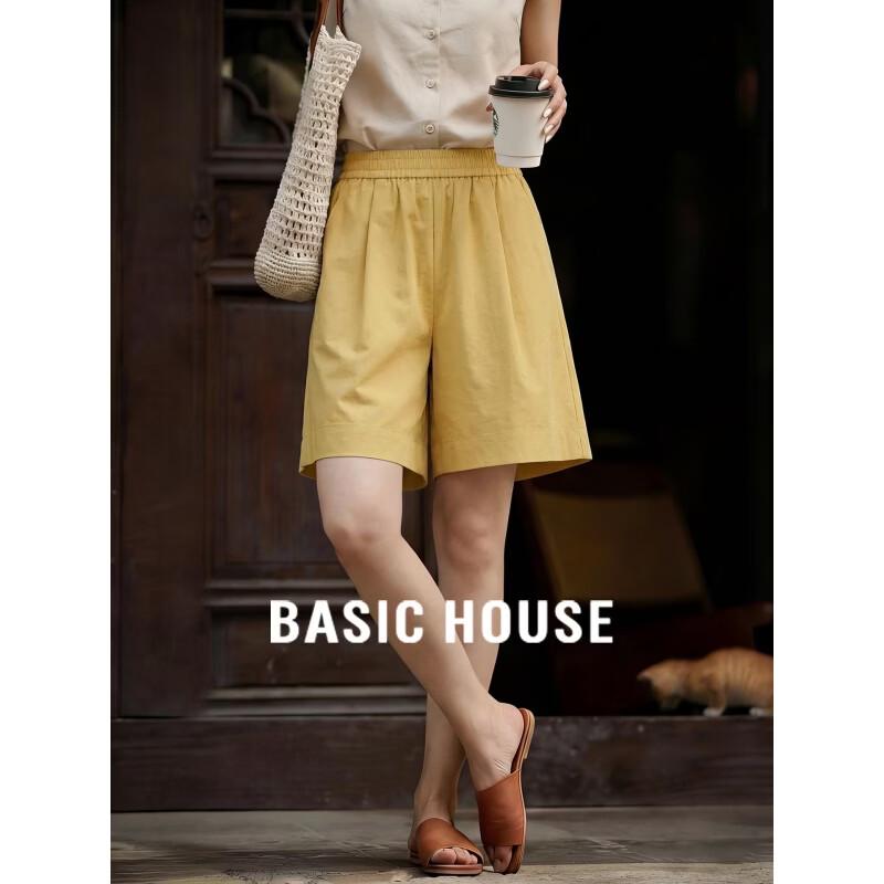 Basic House Women s High-Waist Slit Sport Shorts L