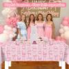 Decor Disposable Waterproof Plastic Table Cover Coquette Birthday Party Decoration Pink Bow Table Cloth for Bachelorette Party