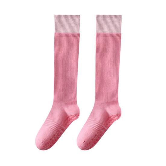 Women Non-Slip Yoga Socks Pilates Socks with Grips Knee High Socks Workout Color-Blocked Over The Calf Socks for Ballet Dance Street Wear