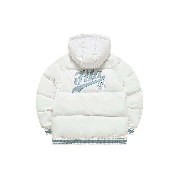 Fila Fusion Solid Color Logo Print Zipper Hooded Casual Down Jacket Women outerwear White T11W242904FWT