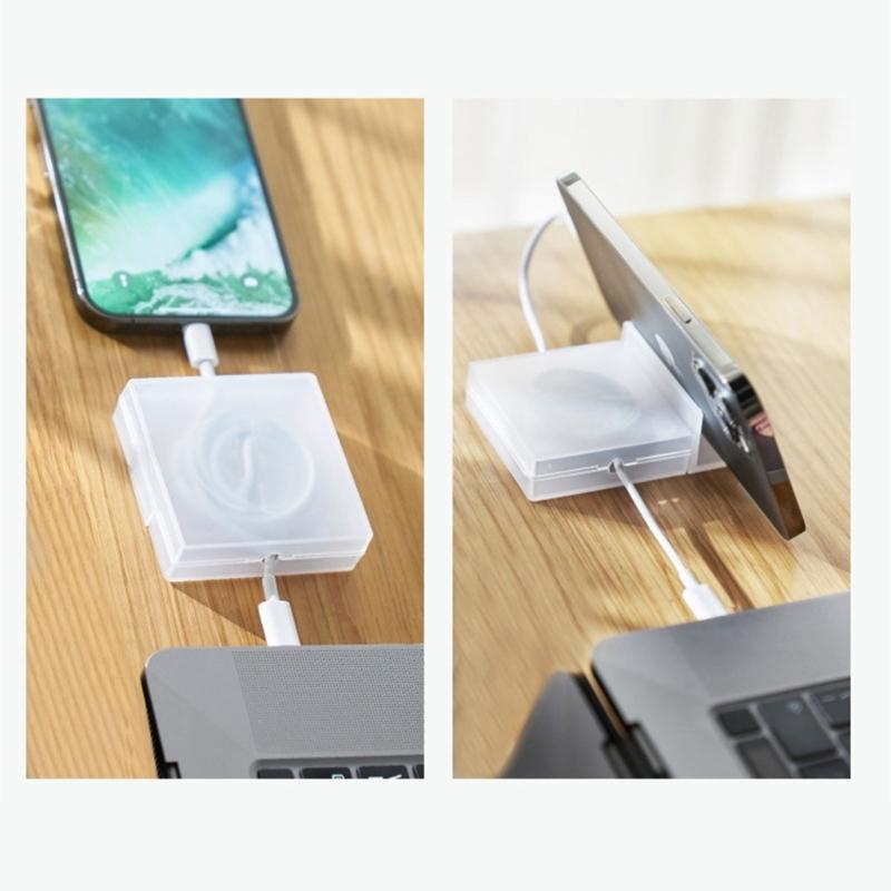 5 Pieces Portable Cable Organizers Box Retractable Cord Management Winder Case Phone Holder for Office Home or Travel