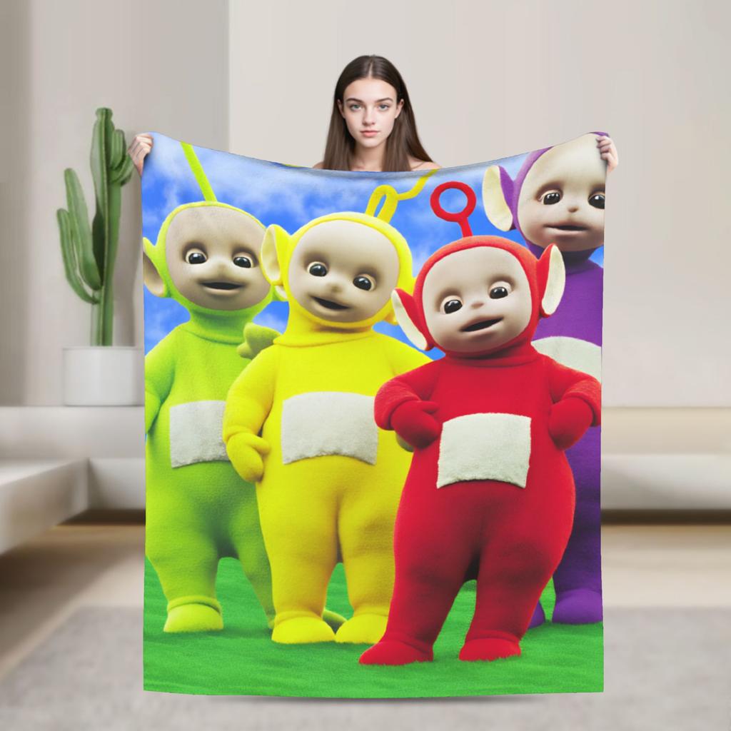 Childrens Cute T-Teletubbies Flannel Blanket Super Soft Throw Blanket for Bedroom Camping Pattern Bedspread Sofa Bed Cover
