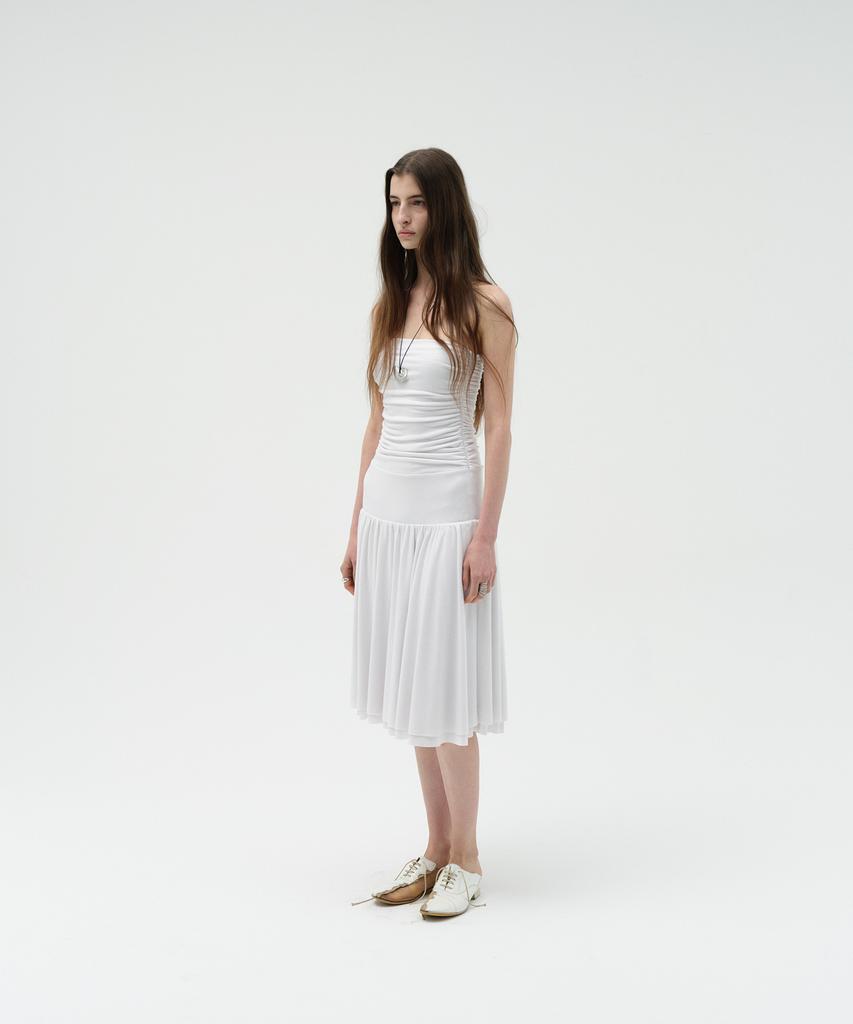 Loutaideu Two-Way Shirring Dress [White]
